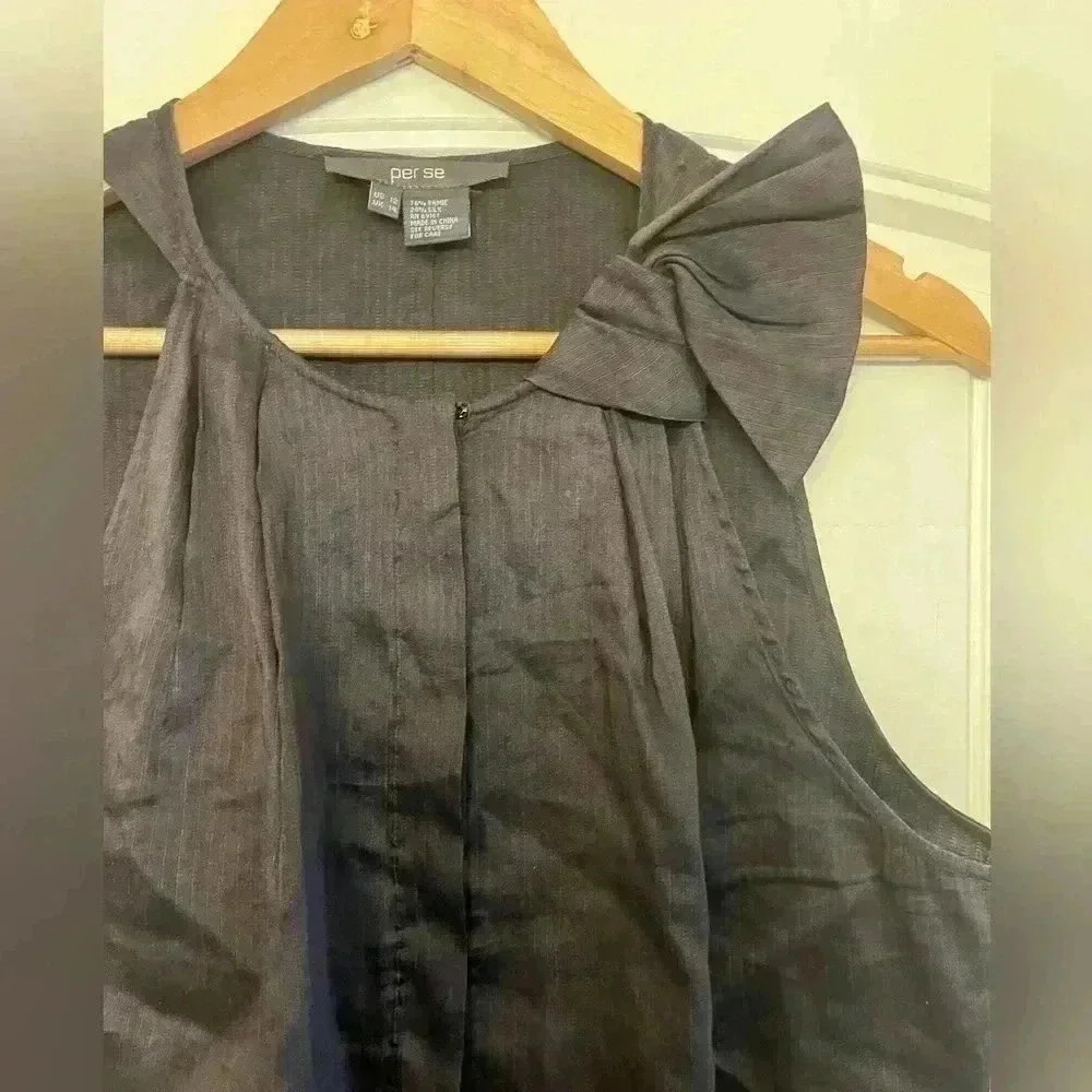 Per Se Silk Blend Sleeveless Brown Blouse Top Size 12 - Picture 2 of 6